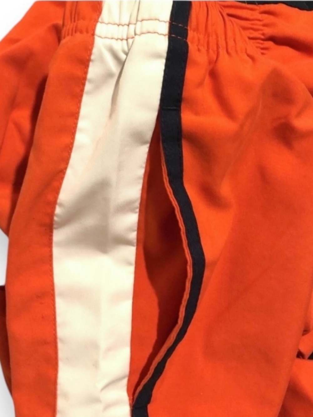 NIKE Orange Track Pants White & Black Contrast Stripes Size Small VINTAGE - Picture 4 of 6